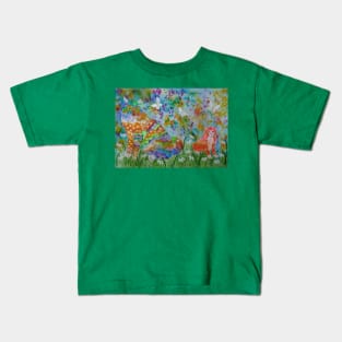 Colourful Cat Love, among Butterflies Kids T-Shirt